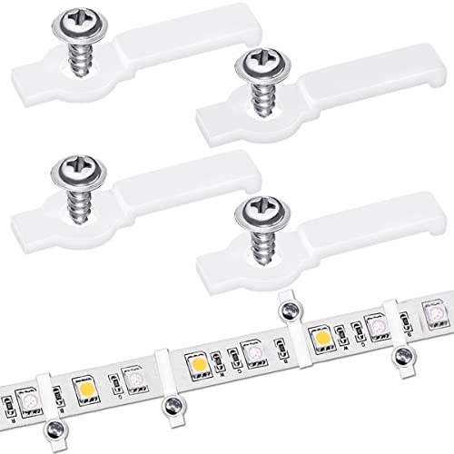 DOERDO 200 Pieces LED Light Clip Light Strip Mounting Bracket Fixing Clips, with 200 Pieces Screws, for Fixing 10mm Wide Non-Waterproof 3528/5050 LED Light Strip