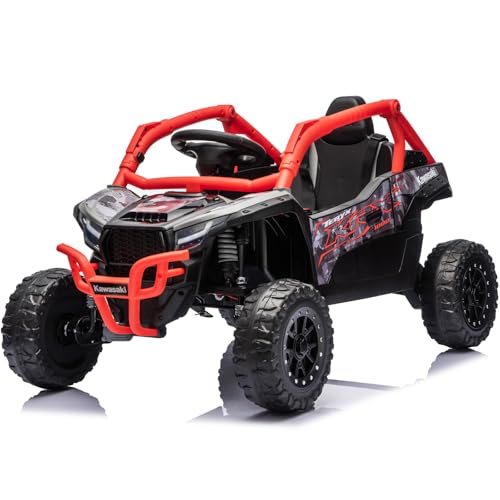 Image of NEWQIDA 24V Ride on Toys for Kids 3-6, Licensed Kawasaki KRX UTV, Red