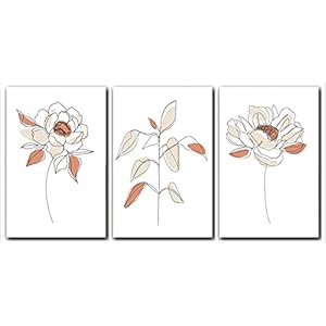 3 Stuk Boho Bloemen Canvas Muur Art voor Woonkamer Minimalistische Bloem Foto’s Slaapkamer Kantoor Muur Decor voor…