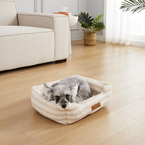 Image of Modern Threads Ultra Soft Plush Pet Bed for Small and Medium Dogs with Elegant Texture and Stylish Design, Removable Washable Cover, Beige, (24 inch L x 20 inch W x 8 inch Th)