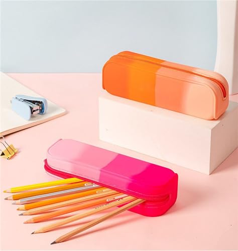 Image of YYaaloa Pink Silicone Pouch, Waterproof Aesthetic Pencil Case & Makeup Bag