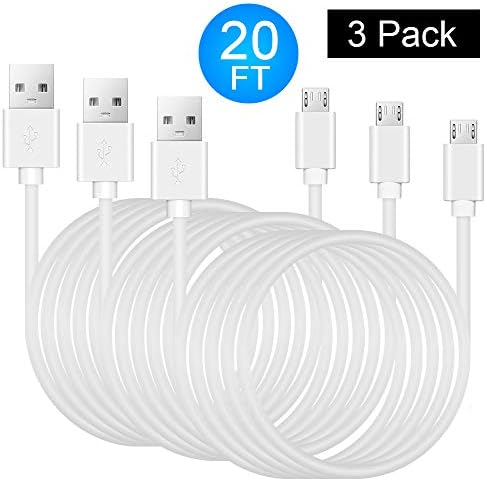 Power Extension Cable for Security Camera - 3 Pack 20 Ft Cable for Oculus Go, Yi Camera, Echo Dot Kid Edition, Nest Cam, Netvue, Arlo Pro Q, Blink, Furbo Dog and Home Smart Security