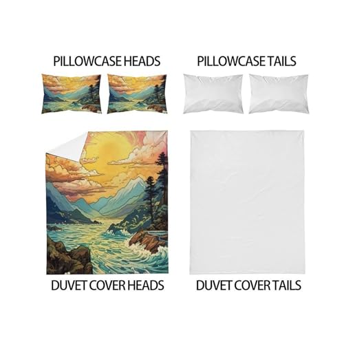 Housse de couette Super King paysages colorés microfibre 260x220cm