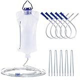 Einlaufgerät Darmreinigung-und Defäkation Gerät, Irrigator Darmspülung, Wiederverwendbar 1,2-Liter-Spülbeutel + 5 x 10-cm-Aufsätze + 5 x 25-cm-Aufsätze