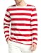 SSLR Men's Cotton Crew Neck Casual Long Sleeves Stripe T-Shirt (Large, Red White)
