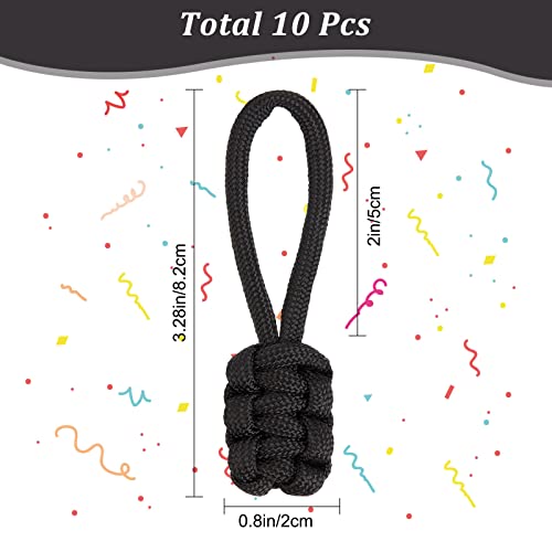 Image of GORGECRAFT 10PCS Zipper Pulls Replacement Universal Nylon Zipper Repair Kit Zipper Slider Pull Tab Zipper Fixer Metal Zipper Head Hand Woven Pull Rope Zipper Handle Cord Pull Tab for Bags, Black