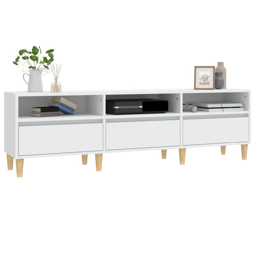 Mobile TV basso in legno, 150 x 30 x 44,5 cm, bianco