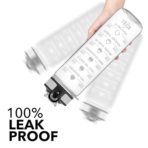 Image of Hyeta 32 oz Water Bottles with Times to Drink and Straw, Motivational Water Bottle with Time Marker, Leakproof, Drinking Sports Water Bottle for Fitness, Gym and Outdoor
