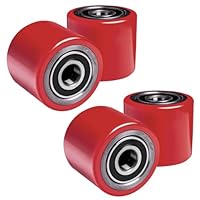 4 Stück Hubwagenrollen Polyurethan 80 x 60 mm, Achse 20 mm inkl. Kugellager Rollen für Hubwagen Ersatzrollen, Max. Belastung 550 KG