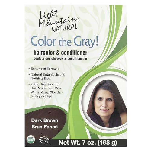 Light Mountain Natural Color The Gray Hair Color and Conditioner Dark Brown - 7 Oz, Pack of 3 (image may vary)