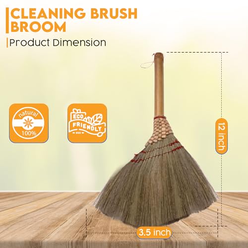 Image of 13 inch of Handmade Small Duster Brush Broom by SN Skennova - Eco-Friendly, Lightweight, and Versatile Cleaning Tool for Floor, Sofa, Car, Corners, and More