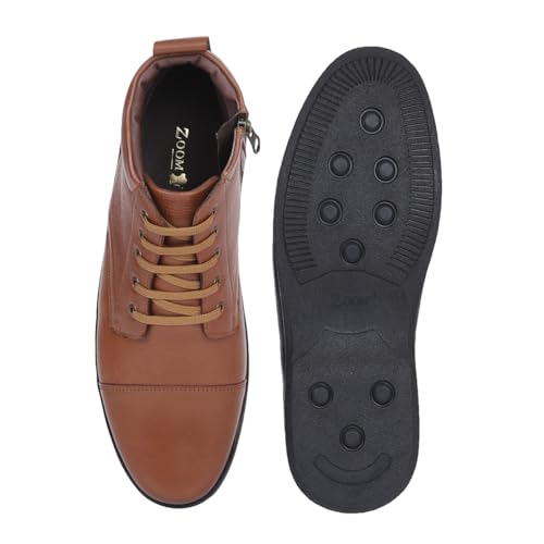 Image of Zoom Shoes High Ankle Genuine Leather Shoes For Men ZA-1165 | Super Comfortable Anti-slip Hiking Boots With Cushioned Insole