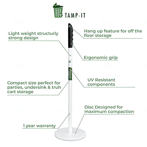TAMP-IT Mighty Mini Manual Trash Compactor Frees Up Space in Bins, Receptacles, Dumpsters Reduce Trips to Dispose Trash Cost Effective (18" - 10"x6")