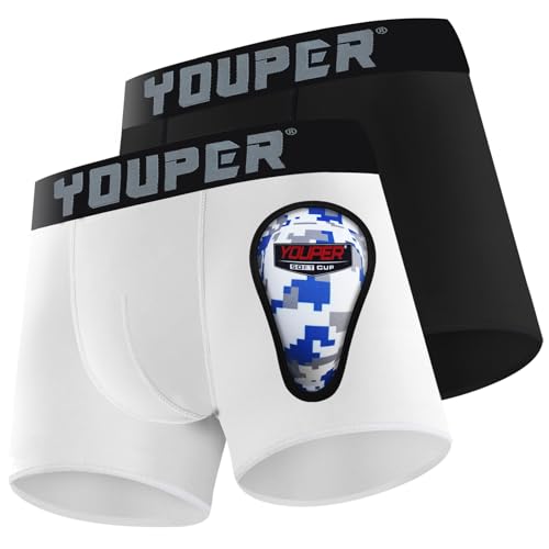 Youper Meninos Pacote Com 2 Cuecas Juvenis Com Bojo Esportivo Protetor Macio, Roupa Íntima De Compre