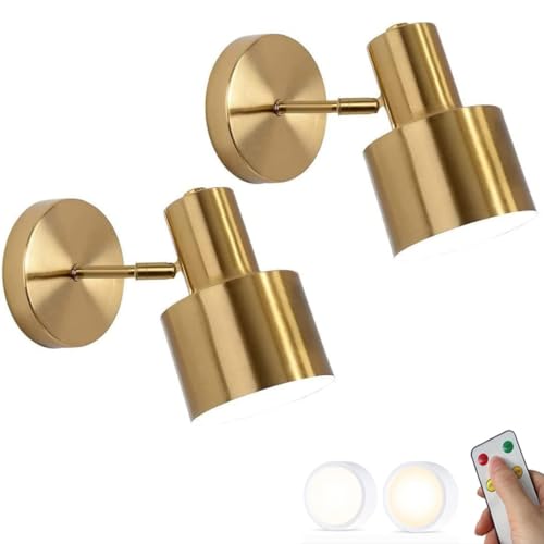 SWEMOPP Aplique de pared LED Juego de dos USB Recargable Funciona con pilas Brazo ajustable negro dorado Lámpara de pared de mediados de siglo Lámpara de pared inalámbrica de granja industrial vintage