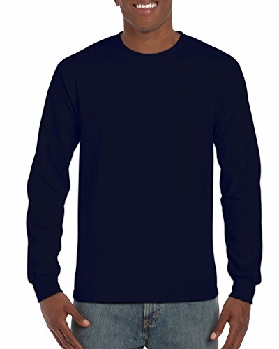 Gildan Men's G2400 Ultra Cotton Jersey Long Sleeve Tee, Navy, Medium