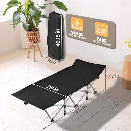 BDL Camping Cot for Adults,Portable Sturdy Heated Sleeping Cot with Carry Bag Outdoor Lightweight Camping Bed, Large Outdoor Foldable Travel Cots for Camping Beach Home Nap - Thumbnail 3
