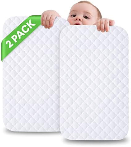 Waterproof Bassinet Mattress Pad Protector Compatible with MiClassic, Mika Micky, Fodoss, Baby Delight Beside Me Dreamer Bassinet, Papablic, Angelbliss, AMKE & Most Rectangle Mattresses Up to 34”x 21”