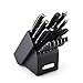 Farberware 15-Piece Forged Triple Riveted Knife Block Set, High Carbon-Stainless Steel Kitchen Knives, Razor-Sharp Knife Set with Wood Block, Black