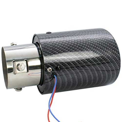 Carbon Fiber Universal Car Modified LED Luminous Exhaust Muffler Tip Tail Pipe Blue Light