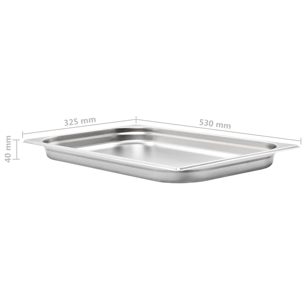 Recipiente gastronómico de acero inoxidable GN 1/1, 530 x 325 x 40 mm, 4 unidades, recipiente para Bain Marie Chafing Dish para mantener el calor, servir, buffet, catering, gastronomía