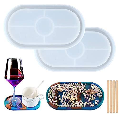 Résine Moules 2 Pièces Moule en silicone moules en résine époxy Moules De Coulée Bricolage Créative pour Créer sous-Verres en Agate d'art- Pour moulage en résine Cover