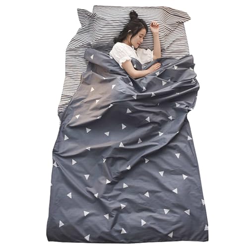 Azarxis Drap de Sac de Couchage en Coton 1 2 Personnes Confortable Léger pour Voyage Camping Randonnée Auberges Hôtel Train (Gris, S - 80 x 230 cm)