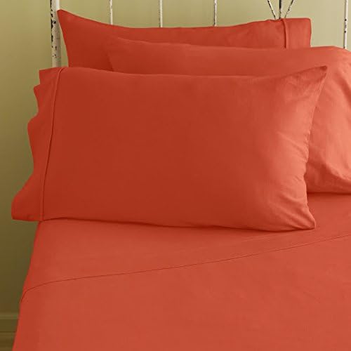 500-Thread-Count Super Soft Zipper Closure Designer 1-Piece Luxury Duvet Cover Queen Solid Camilia Orange