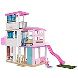 Barbie Dreamhouse (3.75-ft) 3-Story Dollhouse Playset with Pool & Slide, Party Room, Elevator, Puppy Play Area, Customizable Lights & Sounds, 75+ Pieces, Gift for 3 to 7 Year Olds, New for 2021