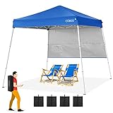 COBIZ Carpa 2.2x2.2m Cenador Plegable Pabellón de Playa Impermeable con 1 Panel Lateral Protección UV 50+ Carpa para Fiestas Pabellón de jardín Pabellón de Playa Plegable (Base 2.2x2.2m, Azul)