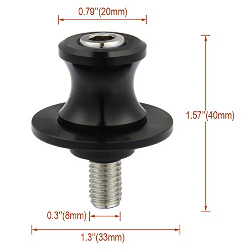 Pbymt 2Pcs 8Mm M8 X1.5 Motorcycle Swing Arm Spools Sliders Cnc Swingarm Stand Screw Compatible For Ducati Triumph Kawasaki Bmw Suzuki Honda (Black) #TOP1