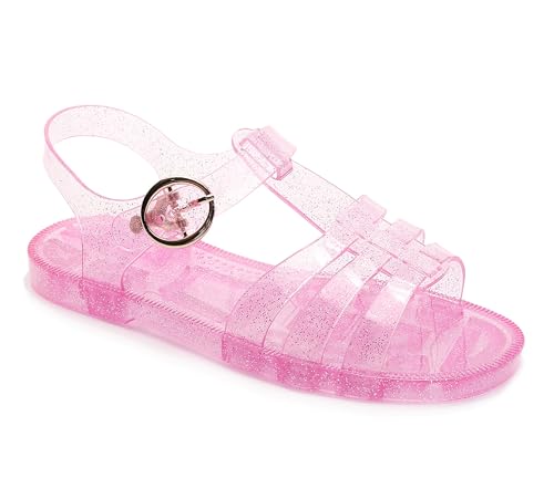 Image of Toddler Sandals Jelly Shoes Girls Unisex Boy Flat Retro Slides Clear Kids Water Slippers Slingback Summer Beach Size 8 Adjustable Buckle Glitter Dress Soft
