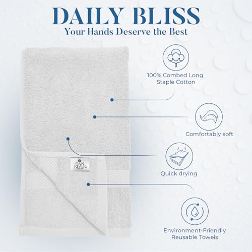 Image of DAN RIVER 6-Pack Premium Hand Towels (16x28 Inches) - 100% Cotton, Ultra Soft, Lightweight, Highly Absorbent Towels for Bathroom, Spa, Gym, Salon, Hotel, and Travel - White