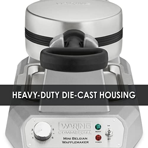 Image of Waring Mini Belgian Waffle Maker with Rotary Feature | Rotary Feature for Even Baking, 100 Mini Waffles an Hour, for Restaurants & Commercial Kitchens, NSF Certified