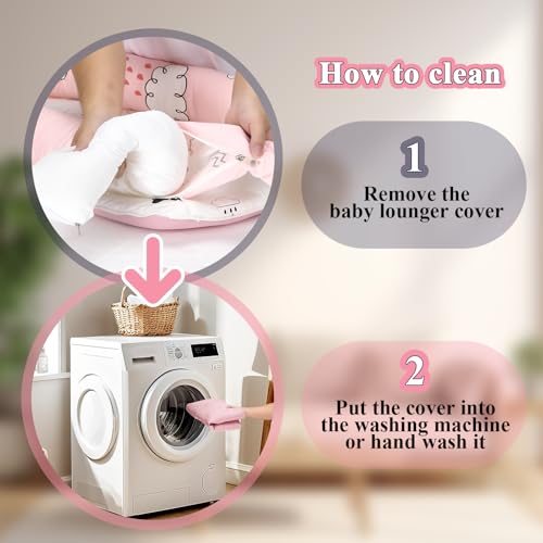 Image of Baby Lounger for Newborn-Portable Baby Lounger 0-24 Months for Home and Travel,Newborn Loungers with Strap, Baby Nest Lounger Adjustable Size,Raindrop Clouds