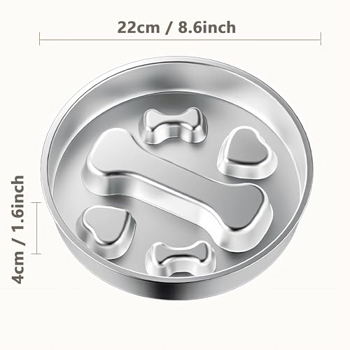 Slow Feeder Anti-Schling Hundenapf (22cm×4cm) – Futternapf Edelstahl 304 mit Rutschfestem Boden, Langlebig & Spülmaschinengeeignet – Für Große/Kleine Hunde & Katzen (Knochen)