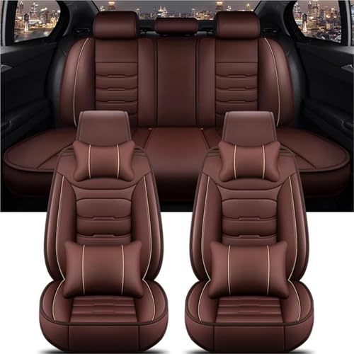 Housses de siège voiture universelles café avec coussins pour protection auto 5 places