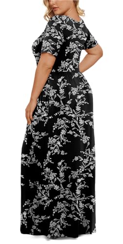 Image of LONGYUAN Women's Plus Size Maxi Dresses Summer Short Sleeve Casual Long Dress 2026 XL-6XL