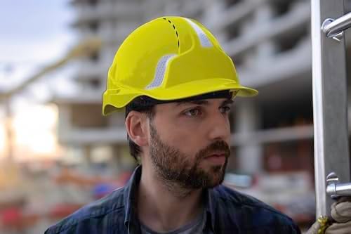 Silent SL1432 Industrial Safety Helmet, Construction Hard Hat, Ventilated, 6 Point Harness