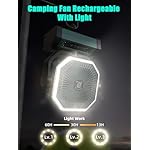 Portable Rechargeable Fan - 9-Inch Camping Fan for Tent, 20000mAh(60Hrs) Battery Operated Fan for Camping, Auto Oscillation Cordless Fan, Tent Fan with Remote/Light, 4 Speeds, 4 Timing, Outdoor - Image 4