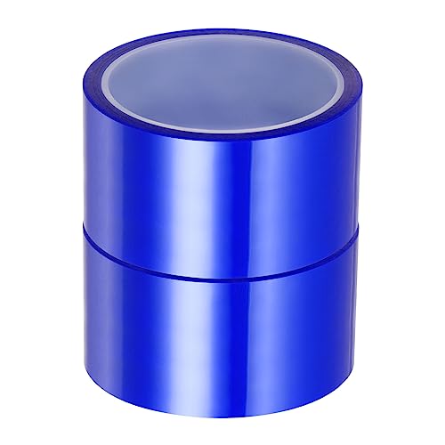Image of HARFINGTON 2 Rolls Heat Tape High Temperature Heat Resistant Tape 50mmx33m(108ft) Sublimation Thermal Heat Transfer Tape for Sublimation Press No Residue, Blue