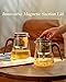 ZENS Magnetic Tea Pot, Enchanted Glass Teapot with Infuser and Magnetic Suction Lid for Mess-Free Loose Tea Diffusers, Walnut Wood Handle, Tea Lovers Gifts