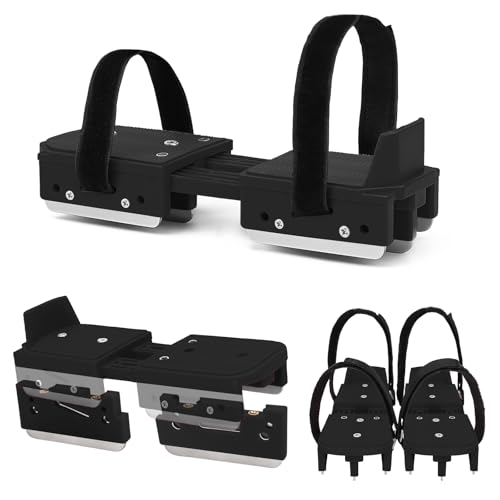 Tryly 2 Pairs Upgraded Toddler Ice Skates, Kids Adjustable 2-in-1 Double & Single Convertible Blade Skates with Hook and Loop Fastener Straps for Winter Toddler Training Shoes Beginner (Black-2 Pairs)