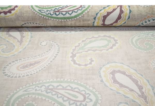 Mantel Tela Resinada Rossetti,con Estampado de Cachemir, Impermeable. Mantelería Anti-Manchas y Resistente
