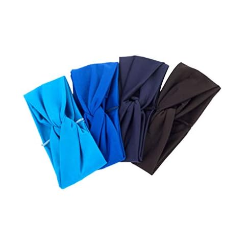 Beaupretty 4PCS Turban Headband Criss Cross Hair Band Yoga Stretchy Headwraps Women Hair Accessory ï¼ˆBlue+Black+Navy+Royalblueï¼‰ Cover