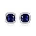 Diamond Treats 925 orecchini in argento Sterling con cuscino bianco CZ, zaffiro, smeraldo e rubino simulato centro perfetto e scintillante zircone.