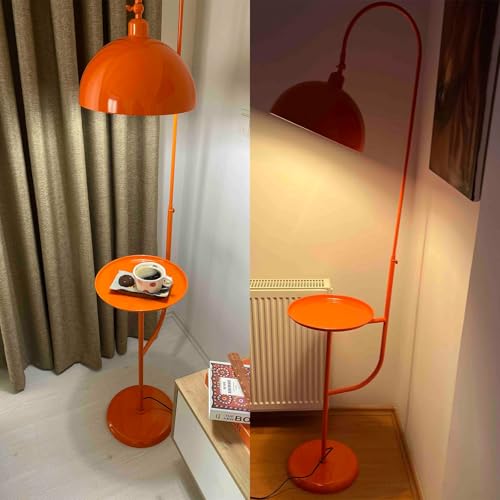bamyum Gorkiede Floor Lamp Metal, Modern, for Bedroom, Living Room, Children's Room with E27 Socket, 30 cm Wide, Adjustable Lampshade, Orange - Image 2