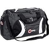 QBag Heck- / Sporttasche, Gepäckträgertasche, Reisetasche, U-Reißverschluss, Nässefach, Außentaschen, Spannnetz, Gummifüße, Netzfach, Schwarz/Grau/Weiß, 40 Liter