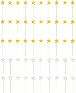 Cake Toppers, 50PCS Christmas Cake Decorating Toppers Glitter Stars, Cupcake Toothpicks Toppers for Birthday Weddings Parties Fruit Picks Food Picks ( Gold & Silver N02DGCQ