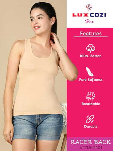 Image of Lux Cozi Women Cotton Racerback Tank Top | Pack of 3
